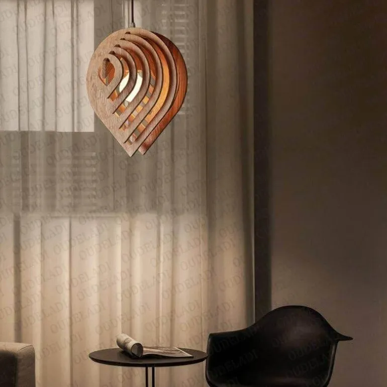 Wooden Water Drop Pendant Light - Unique Hanging Lamp