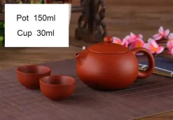 Yixing Lila Ton Teeset - Kanne 2 Tassen für die XiShi-Zeremonie