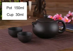 Yixing Lila Ton Teeset - Kanne 2 Tassen für die XiShi-Zeremonie