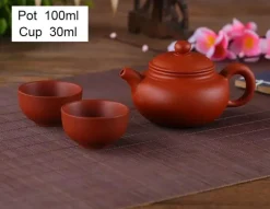 Yixing Lila Ton Teeset - Kanne 2 Tassen für die XiShi-Zeremonie