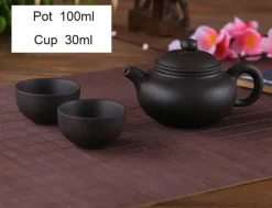 Yixing Lila Ton Teeset - Kanne 2 Tassen für die XiShi-Zeremonie