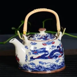 Yixing-Teekanne – blau-weißer Gaiwan-Samowar aus Porzellan für Tee und Kaffee