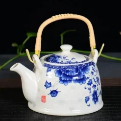 Yixing-Teekanne – blau-weißer Gaiwan-Samowar aus Porzellan für Tee und Kaffee