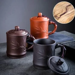 Yixing-Teetasse mit Deckel – 400 ml, violetter Tonbecher