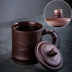 Yixing-Teetasse mit Deckel – 400 ml, violetter Tonbecher