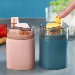 Zahnstocherhalter aus Edelstahl – Organizer-Ständer mit automatischer Federabdeckung