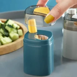 Zahnstocherhalter aus Edelstahl – Organizer-Ständer mit automatischer Federabdeckung