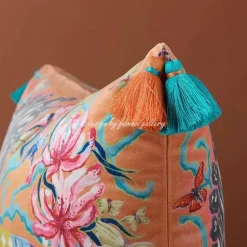 Zebra Kissenbezug - Orange Floral Animal Kingdom Dekor