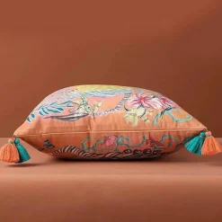 Zebra Kissenbezug - Orange Floral Animal Kingdom Dekor