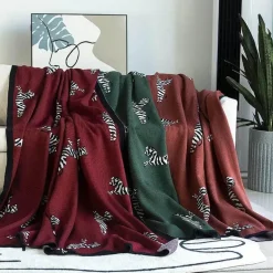 Zebra-Strickdecke – Jacquard-Wohndekor