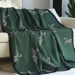 Zebra-Strickdecke – Jacquard-Wohndekor