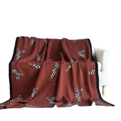 Zebra-Strickdecke – Jacquard-Wohndekor