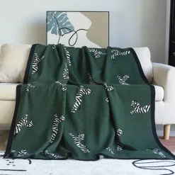 Zebra-Strickdecke – Jacquard-Wohndekor