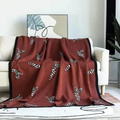Zebra-Strickdecke – Jacquard-Wohndekor