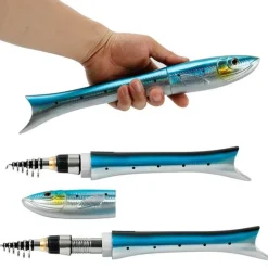 Zusammenklappbare Mini-Angelrute – Tragbare Angelrute in Fischform