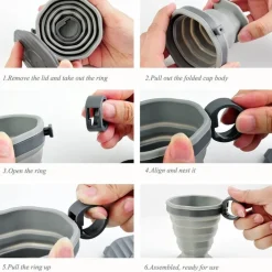 Zusammenklappbarer Reisebecher aus Silikon – Teleskop-Klappbecher