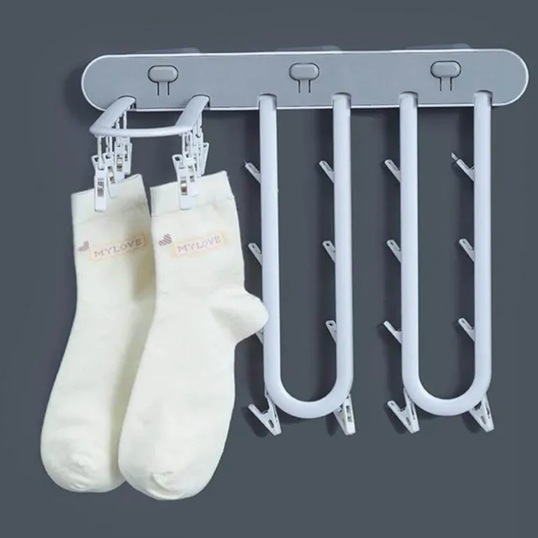 Zusammenklappbarer Sockentrockner zur Wandmontage – platzsparender Kleiderbügel