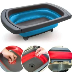 Zusammenklappbares, umweltfreundliches Sieb – Klappsieb mit einziehbaren Griffen