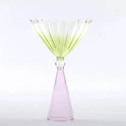 Zweifarbiges geriffeltes Cocktailglas – Kelchbecher, 1er-Set