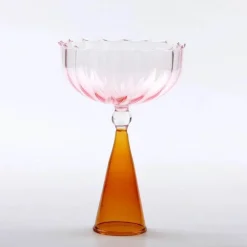 Zweifarbiges geriffeltes Cocktailglas – Kelchbecher, 1er-Set